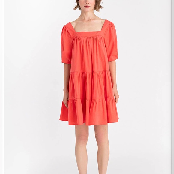 Nomad Dresses & Skirts - Coral/Red Mini Puff Sleeve Dress